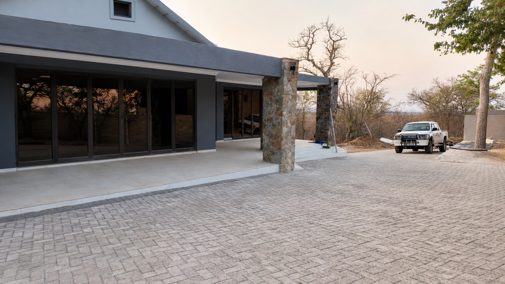 Reis Group construction site at golden hour
